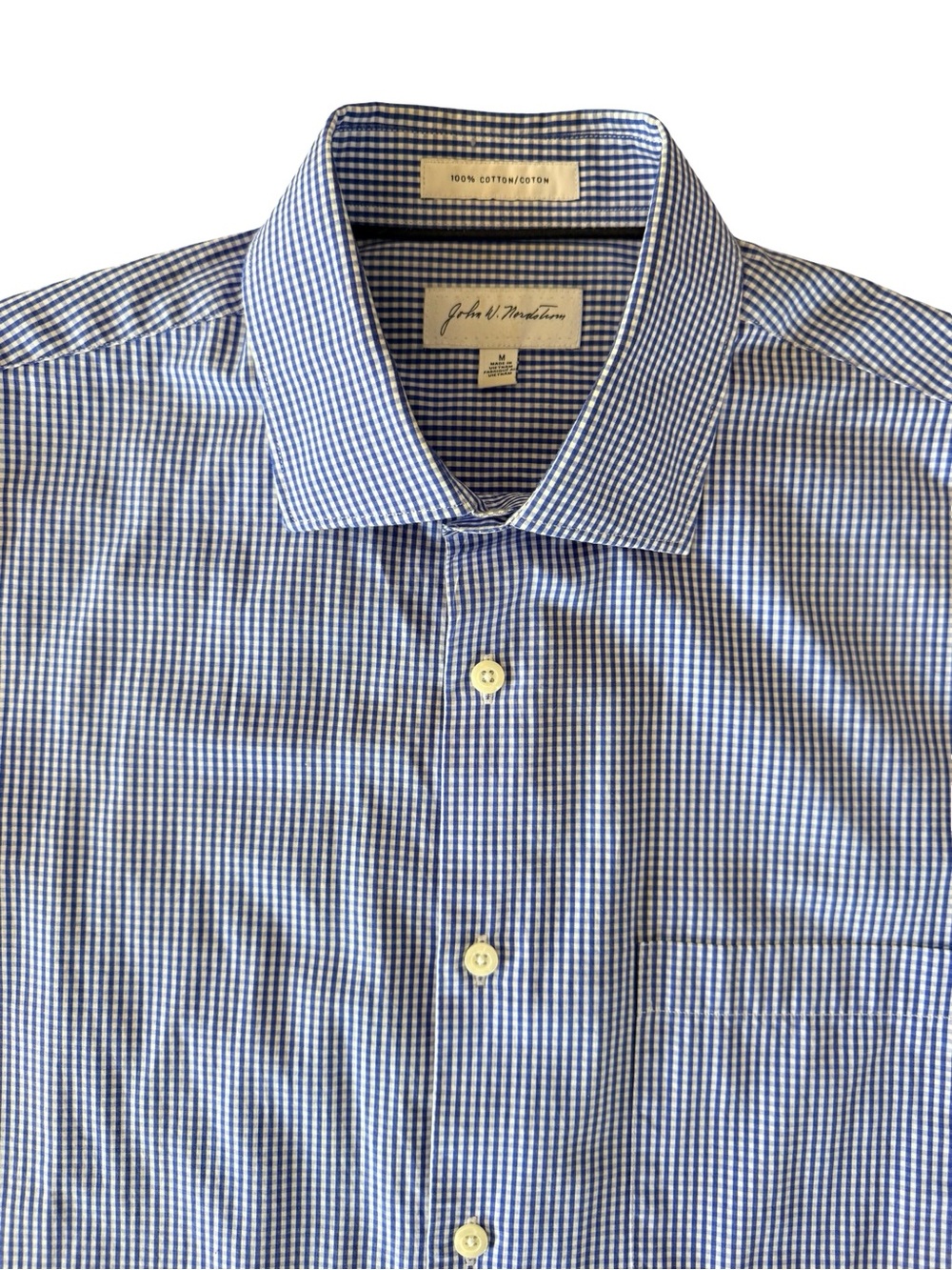 Nordstrom Blue & White Gingham check button down dress shirt Men’s size medium